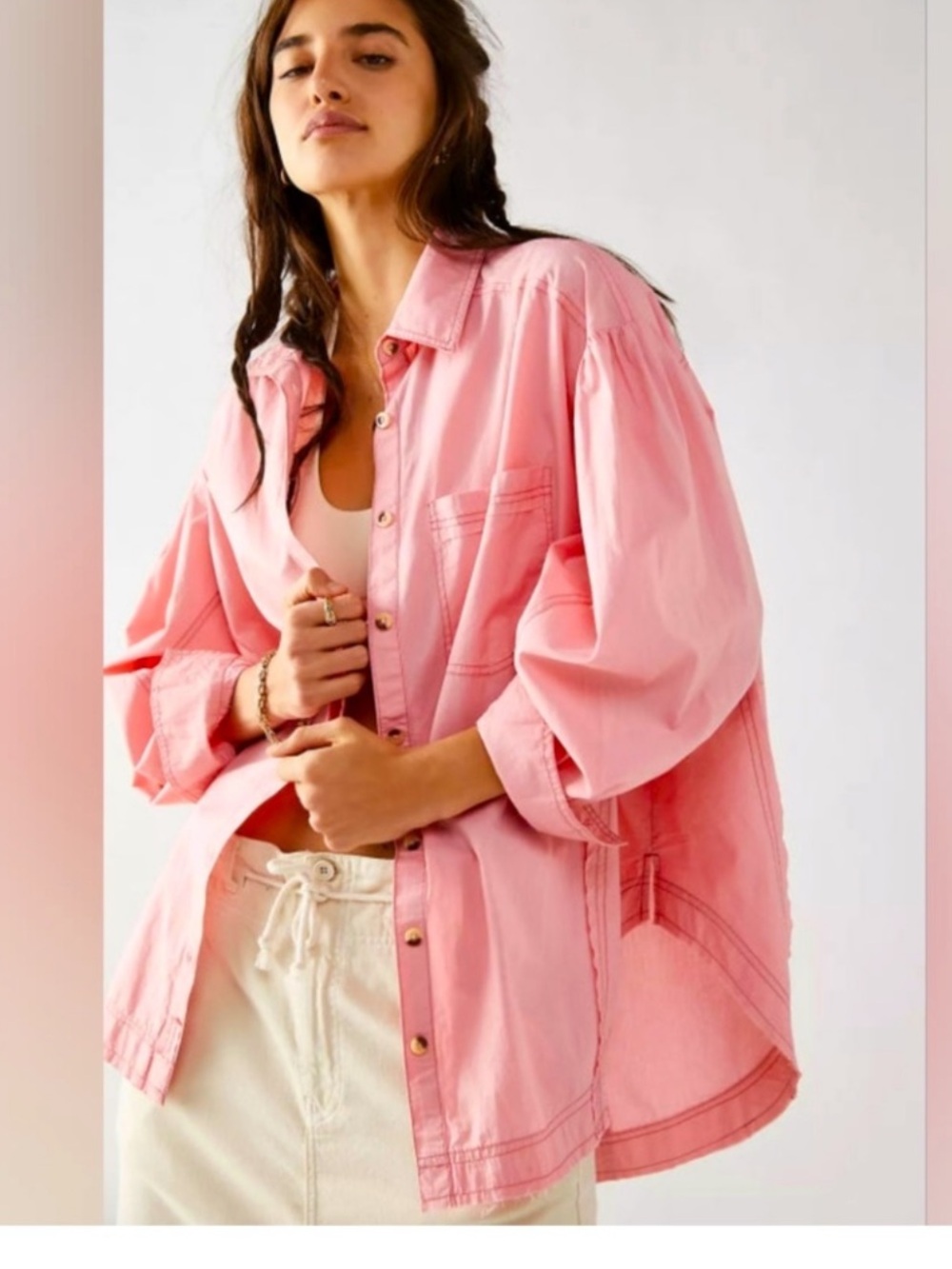 Free People Happy Hour Poplin Button-Up shirt
